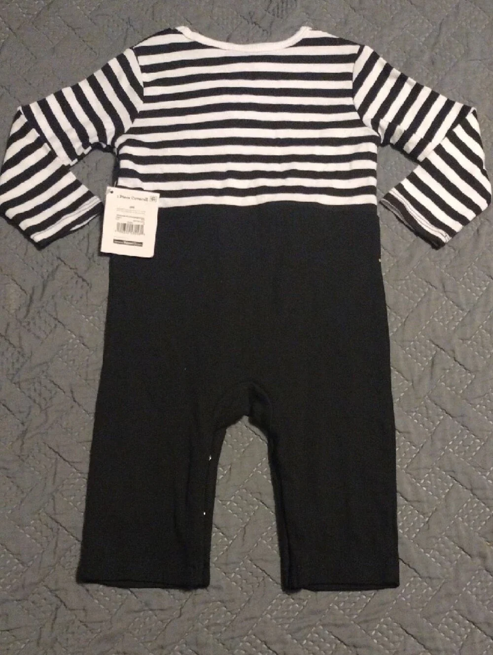 Baby Pirate One-Piece with Striped Sleeves and Gold Accents